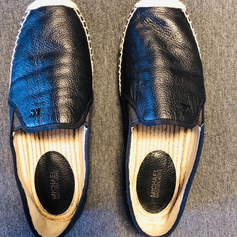 Michael Kors BlackLeather Espadrille Flats